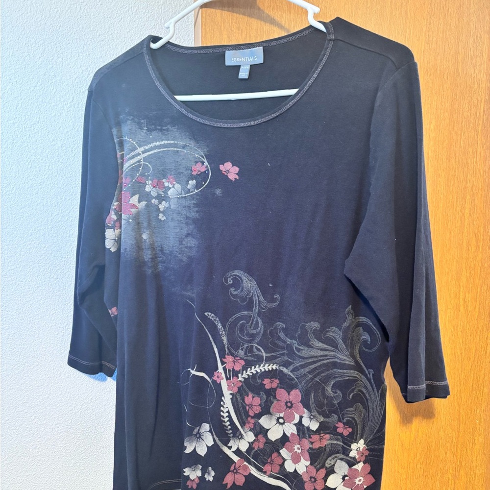 Y2K Floral Black and Pink Top